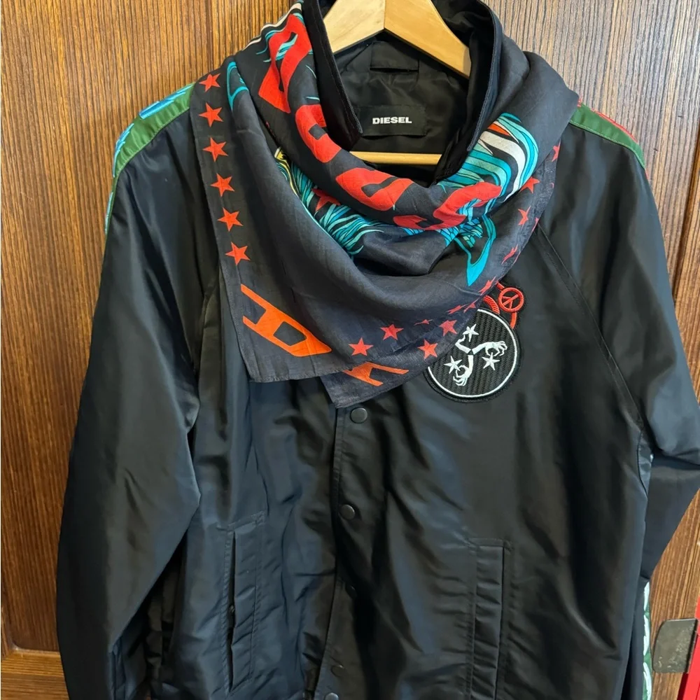 Diesel Black and Turquoise Scarf